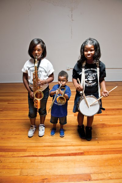 The kids of the Original Pinettes Brass Band. Photo by Elsa Hahne. The kids of the Original Pinettes Brass Band. Photo by Elsa Hahne.