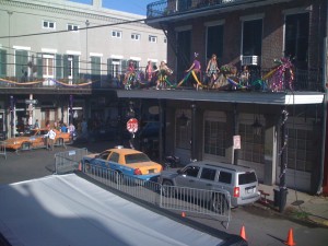 Mardi Gras movie set on Frenchmen Street in April