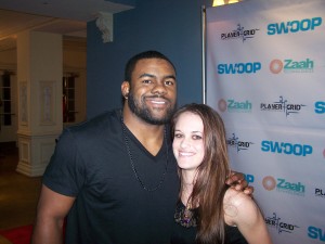 Mark Ingram with the writer, Kate Russell. Photo by Laine Eckles Flannigan.