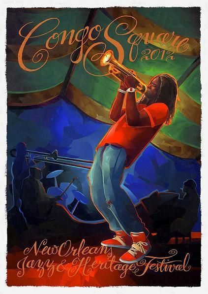 Jazz Fest Congo Square Poster 2012: The New Orleans Jazz & Heritage Festival Official Congo Square Poster by Carl Crawford featuring Shamarr Allen Jazz Fest Congo Square Poster 2012: The New Orleans Jazz & Heritage Festival Official Congo Square Poster by Carl Crawford featuring Shamarr Allen
