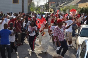 New Orleans Bayou Steppers/Silence Is Violence Second Line in 2011. Photo by Kim Welsh. New Orleans Bayou Steppers/Silence Is Violence 2011 Second Line. Photo by Kim Welsh.
