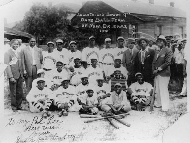 Louis Armstrong's Secret Nine baseball team in 1931. Photo courtesy of Hogan Jazz Archive, Tulane University.