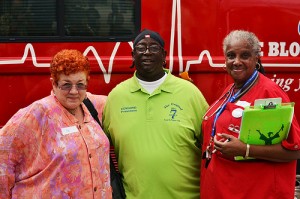 Jan Ramsey, Ed Buckner, Mama Jamilah at NOMAF Blood Drive by Sierra Hudson