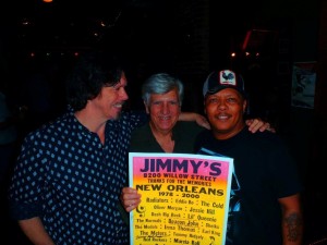 Jimmy Anselmo with Tommy Malone and Ivan Neville at Jimmy's Music Club Defense Fund Benefit Show