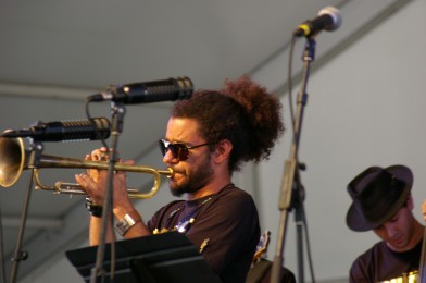 Ashlin Parker, Trumpet Mafia, Jazz Fest 2015, Photo by Stephen Maloney, OffBeat Magazine