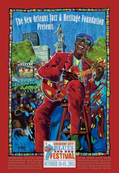 Walter "Wolfman" Washington is featured on this year's Crescent City Blues & BBQ poster by artist John Bukaty