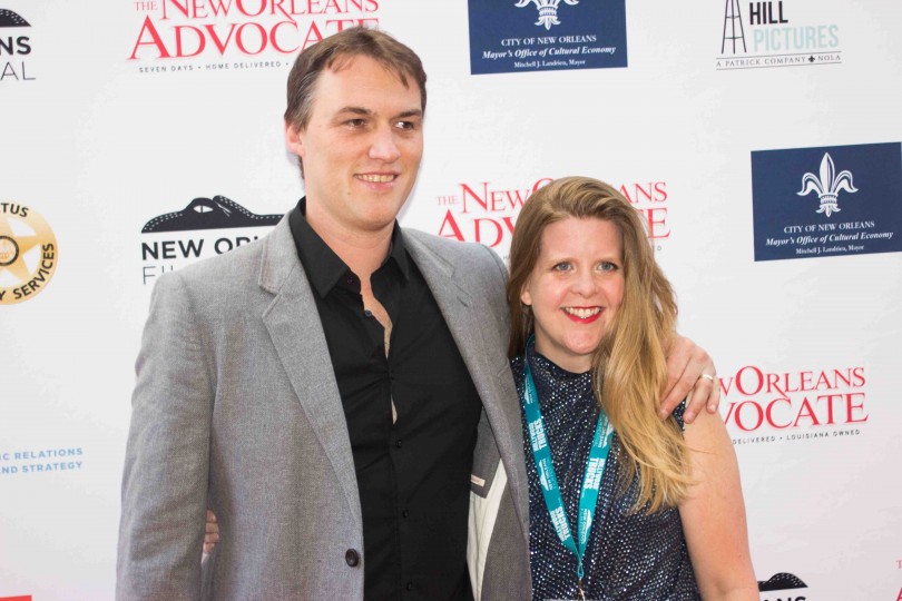 Born To Be Blue Director Robert Budreau posing with New Orleans Film Society Jolene Pinder at the Red Carpet opening of the 2015 New Orleans Film Festival.