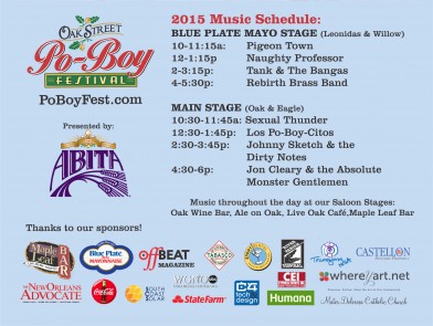 2015 Po-Boy Festival Music Schedule