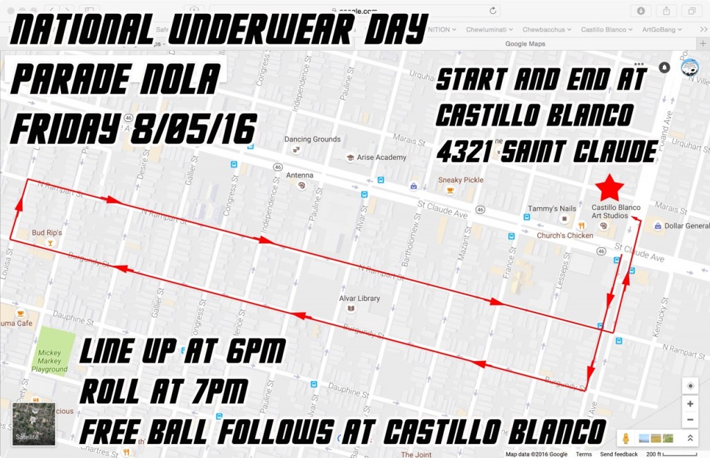 Updated Underwear Day Parade Route. (Click to enlarge)