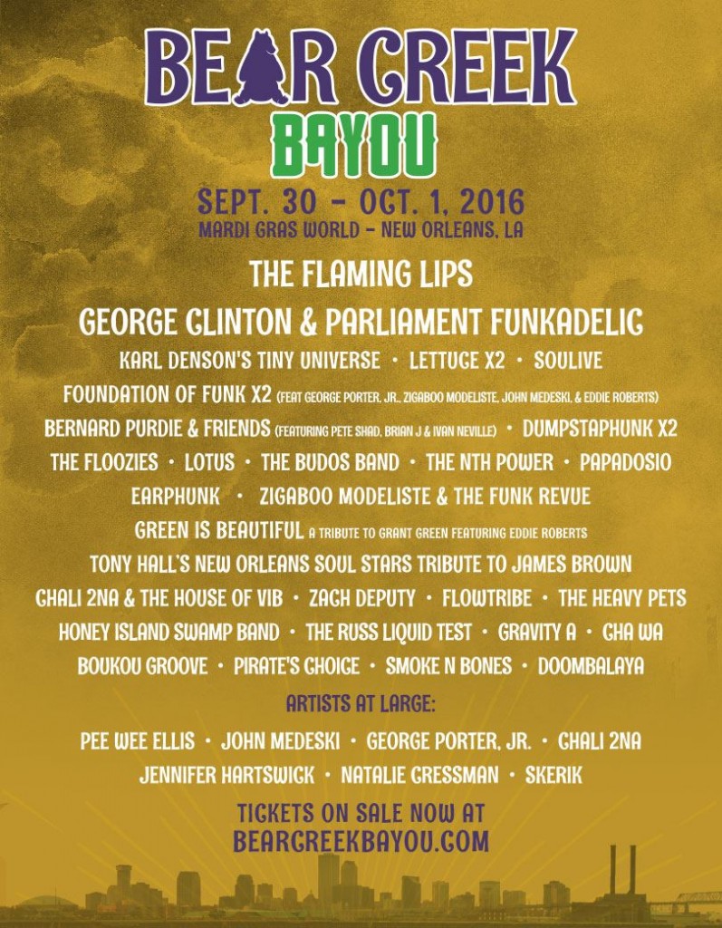 Bear Creek Bayou Music Festival's full lineup. (Click to enlarge)