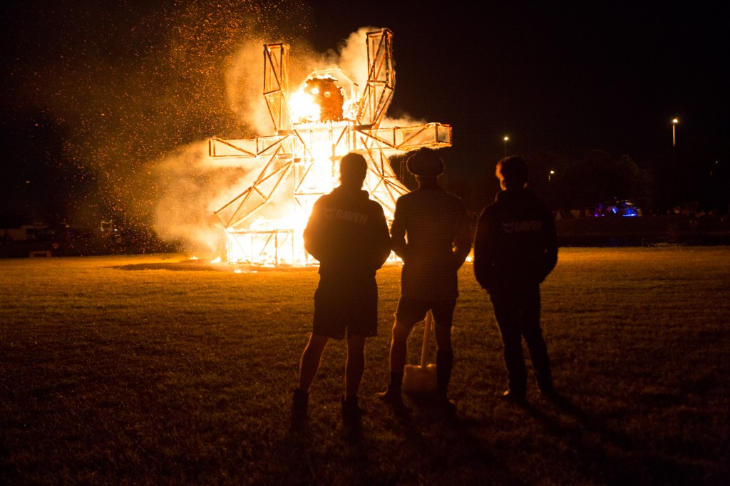 A giant wicker wookie burns at last year's Ignition Festival. Photo by Caitlyn Ridenour.