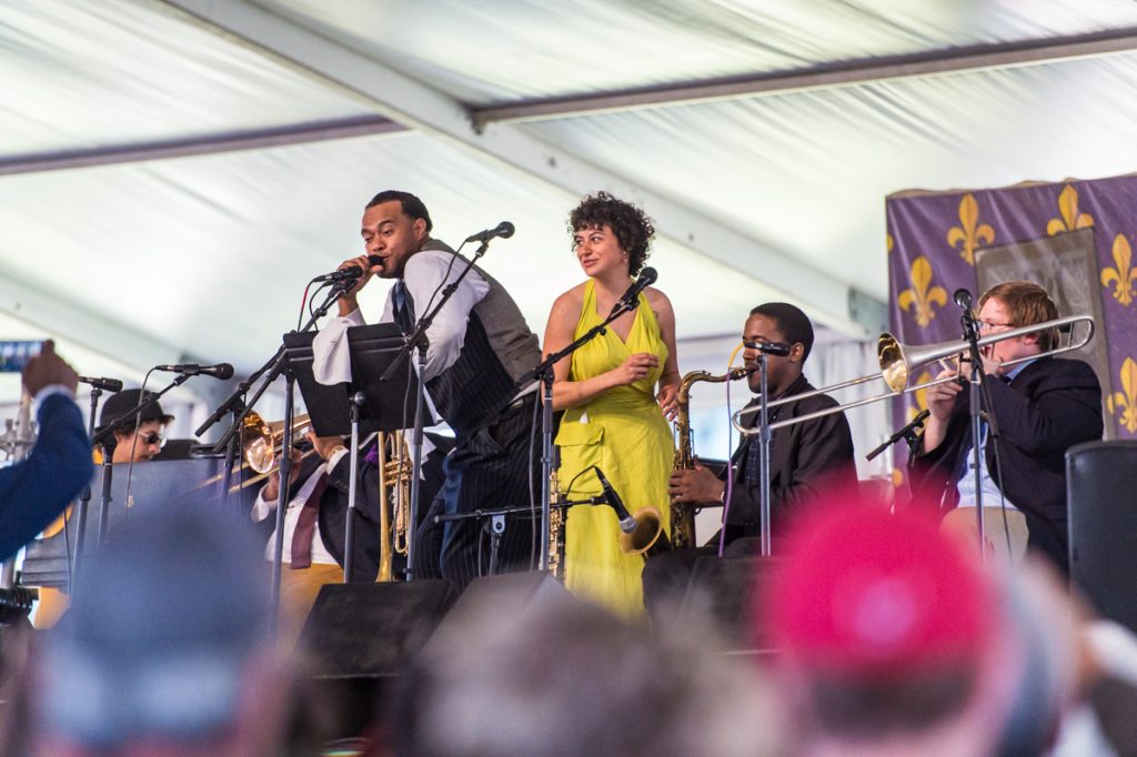 Alia Shawkat with James Willians and the New Orleans Swamp Donkeys. Photo by Elsa Hahne.