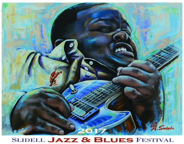 2017 Slidell Jazz and Blues Festival poster. Artwork by Adam Sambola.