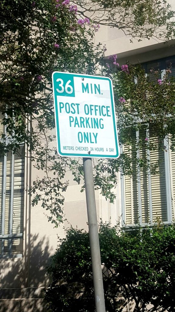 The parking situation in Hattiesburg. Vacant meters everywhere, but nary a drop of being able to stay any longer than 36 minutes. And they’re monitored 24 hours a day. (I didn’t look too far into this to see if it reflects a policy that actually makes sense.) Photo by Natasha Sanchez.