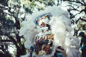 Bo Dollis Jr. in his Mardi Gras Indian suit
