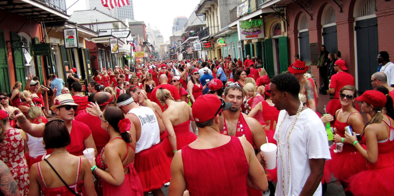 Red Dress Run revelers fill Bourbon Street in 2011