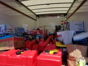Relief supplies at Courtyard Brewery