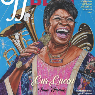 October 2021 cover of OffBeat featuring an illustration of Irma Thomas